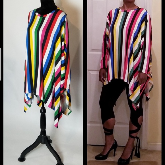 Striped Oversize Poncho - Picture 6 of 6